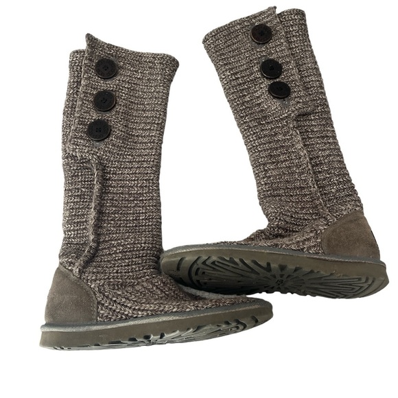 Ugg Australia Tall Classic Knit Sweater Boots Size 6 Gray - Picture 2 of 7
